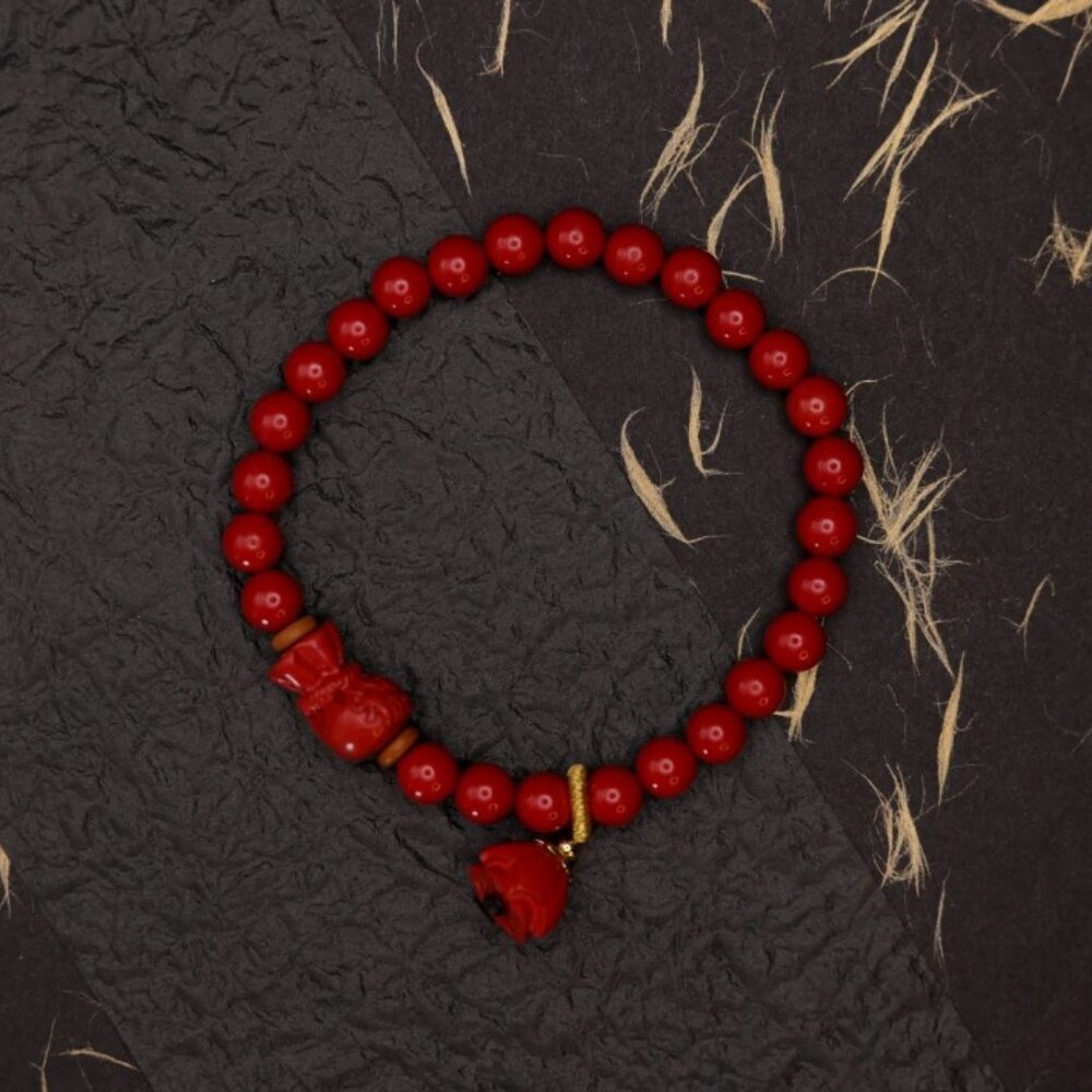 NWT: Cinnabar Lucky Pounch & Lotus Pendant Bracelet